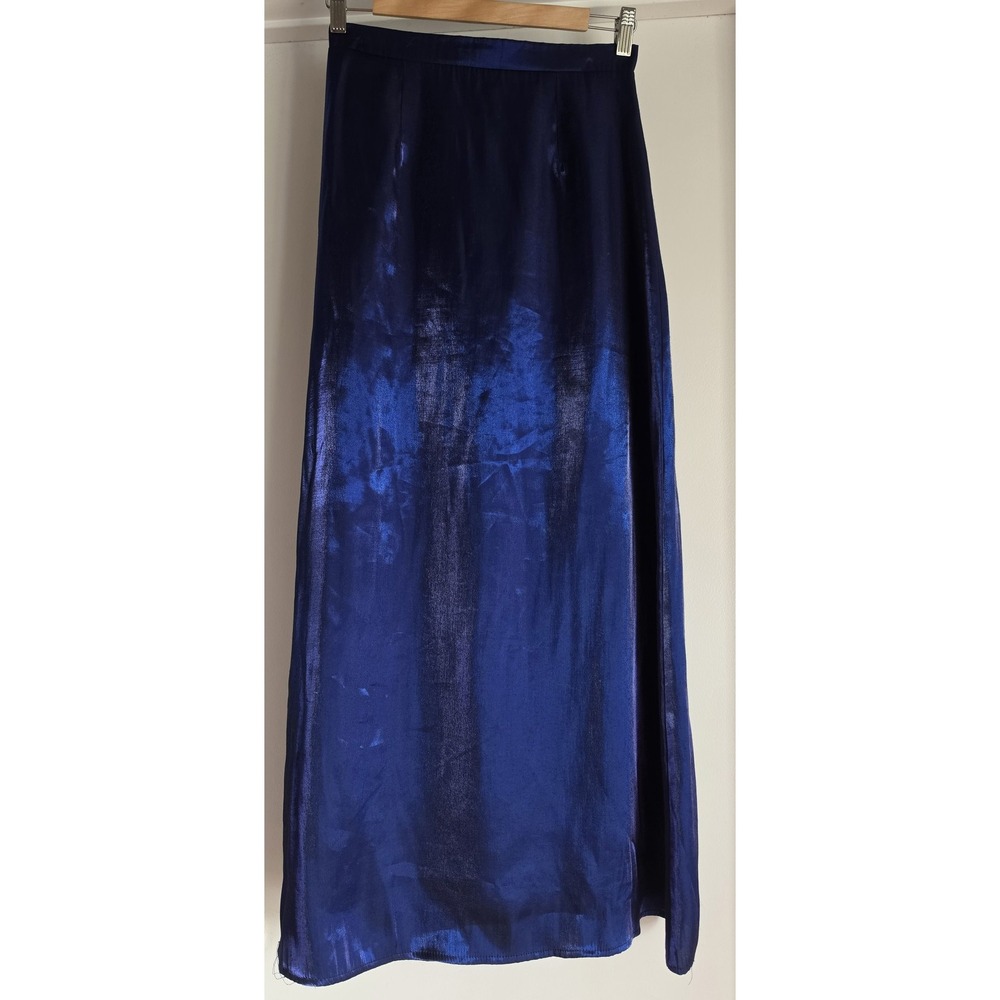 Candice Candice Blue Maxi Skirt Long USA Made A-line Vintage Shimmering